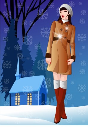 vector fille hiver