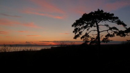 冬の日没のバラトン湖