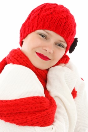 musim dingin wanita merah