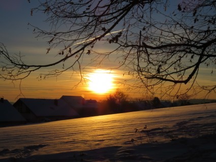 寒冬日落太陽