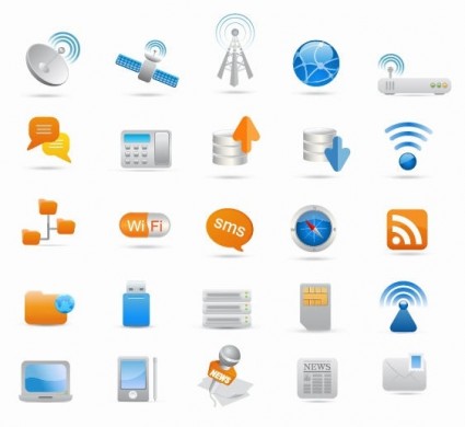 conjunto de iconos de Wireless y comunicación