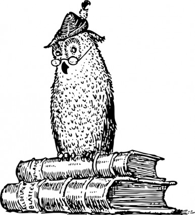 bijaksana owl pada buku clip art