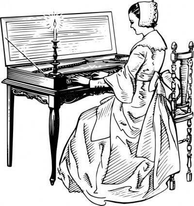 donna che suona un clavicordo ClipArt
