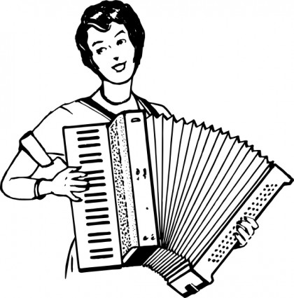 wanita bermain accordeon clip art