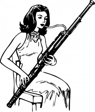 wanita bermain bassoon clip art