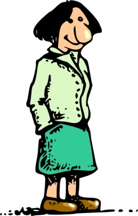 donna in piedi sorridente cartone animato ClipArt