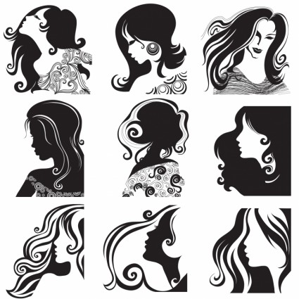 silhouette vecteur de femmes coiffure