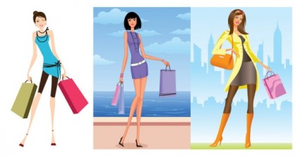 Frauen Vektor Mode Einkaufen