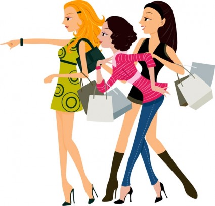 femmes shopping de la mode vecteur