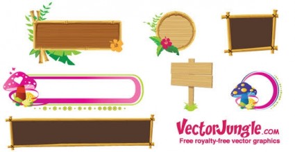 Wood Banners And Frames Free Vector