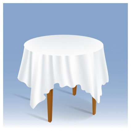 bois table ronde avec nappe