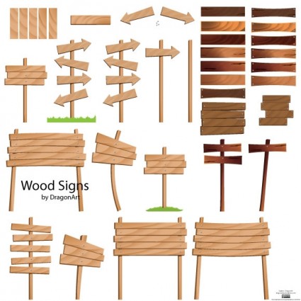 مجموعة ناقلات علامات الخشب