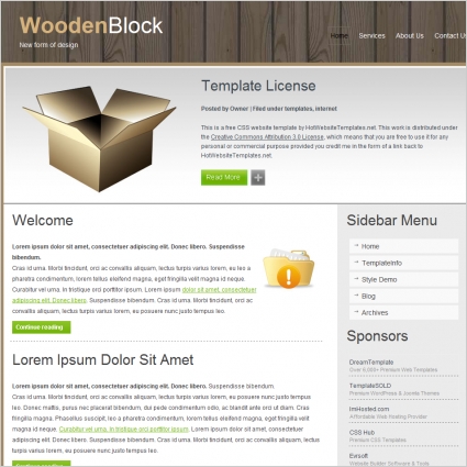 modello di blocco di legno