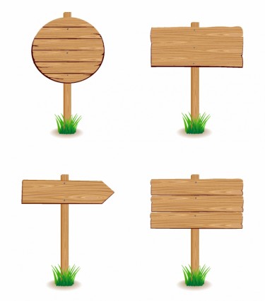 Các bảng biểu bằng gỗ với cỏ