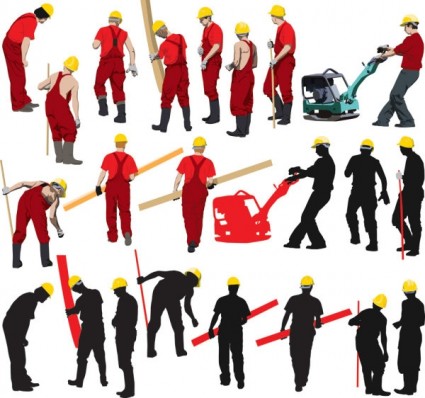 lavoratori con l'immagine vettoriale silhouette
