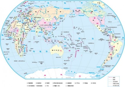 versión China del mapa mundial del vector
