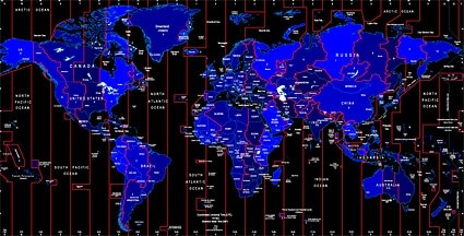 世界时区地图标识矢量