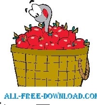 gusano en cesta de apple