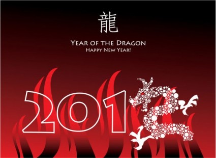 ano do vetor cartões dragão