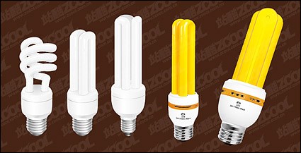 노란과 백색 에너지 절약 램프 벡터