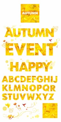 Yellow Autumn Clip Art Letters