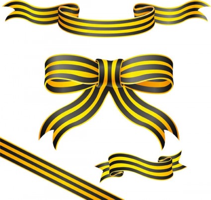黃色條紋和絲帶向量