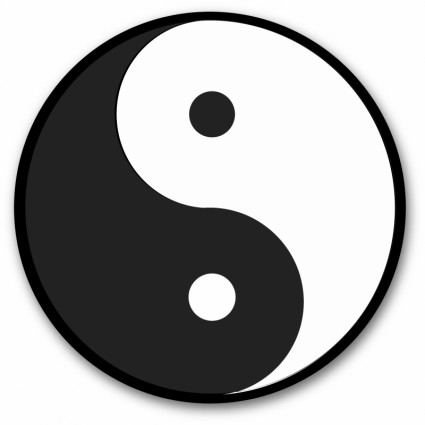 símbolo de Yin yang negro alrededor de la etiqueta engomada