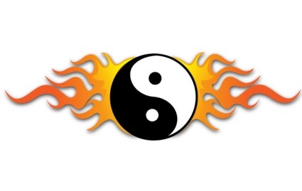 vettore di fuoco ying yang