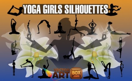silhouettes de filles d'yoga