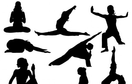posturas de yoga silhoutte vector