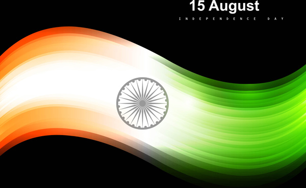 Abstract Indian Shiny Flag Black Bright Tricolor Wave Vector-vector  Abstract-free Vector Free Download