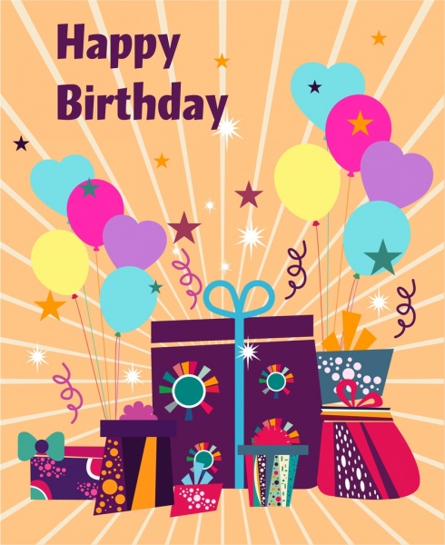 Birthday Card Cover Background Eventful Style Giftboxes Icons-vector ...
