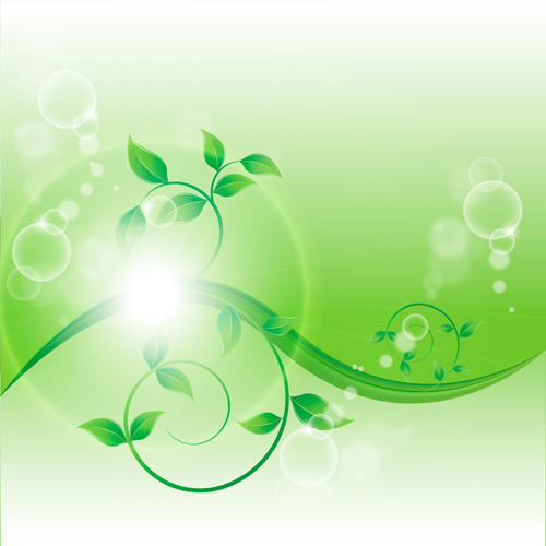 Bright Green Leaves With Air Bubble Vector Background-vector Background-free  Vector Free Download