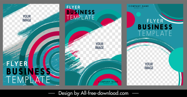 Business Flyer Templates Colorful Circles Checkered Decor-vector  Abstract-free Vector Free Download
