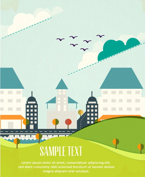 Cartoon City Scenery Vector-vector Cartoon-free Vector Free Download