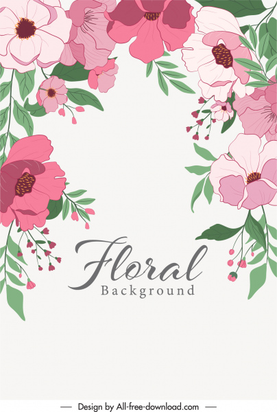 Flower Background Template Elegant Classic Design Blooming Sketch-vector  Flower-free Vector Free Download