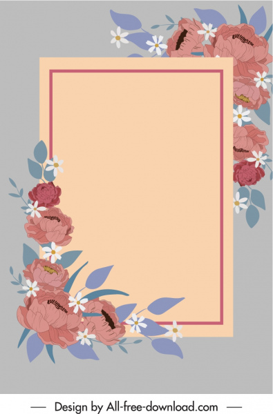 Flowers Card Background Template Elegant Classical Decor-vector Flower-free  Vector Free Download
