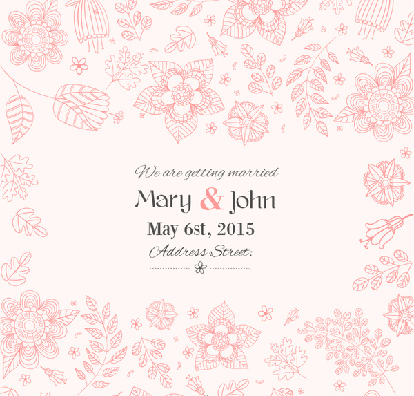 Hand Painted Floral Wedding Invitation Poster Vector-vector Heart-free  Vector Free Download