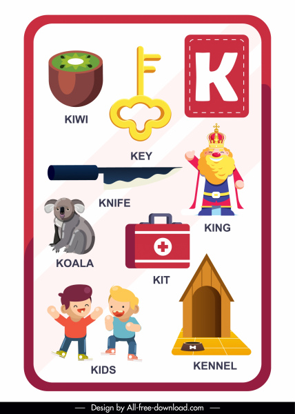 K Alphabet Education Template Colorful Symbols Outline-vector Abstract ...