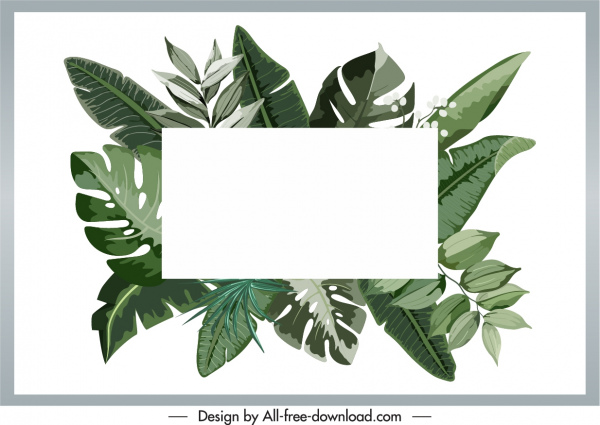 Leaves Text Box Background Green Retro Design-vector Misc-free Vector Free  Download