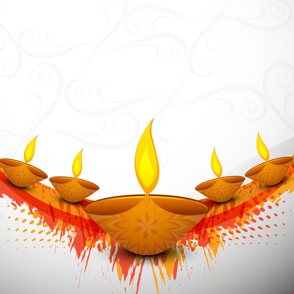 Lluminated Oil Lamp On Beautiful Diwali Background-vector Background-free  Vector Free Download