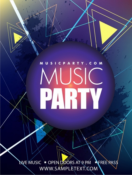 Music Party Background Triangles Grunge Ornament-vector Abstract-free  Vector Free Download