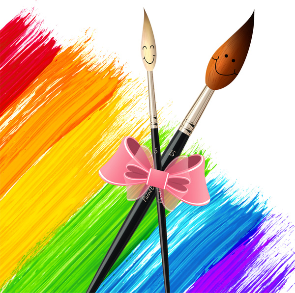 Paintbrush Drawing Tool Colorful Background-vector Abstract-free Vector  Free Download