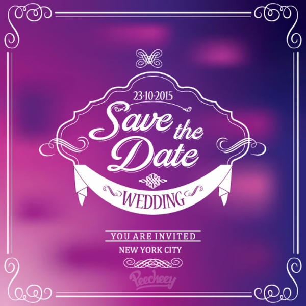 Purple Wedding Invitation-vector Heart-free Vector Free Download
