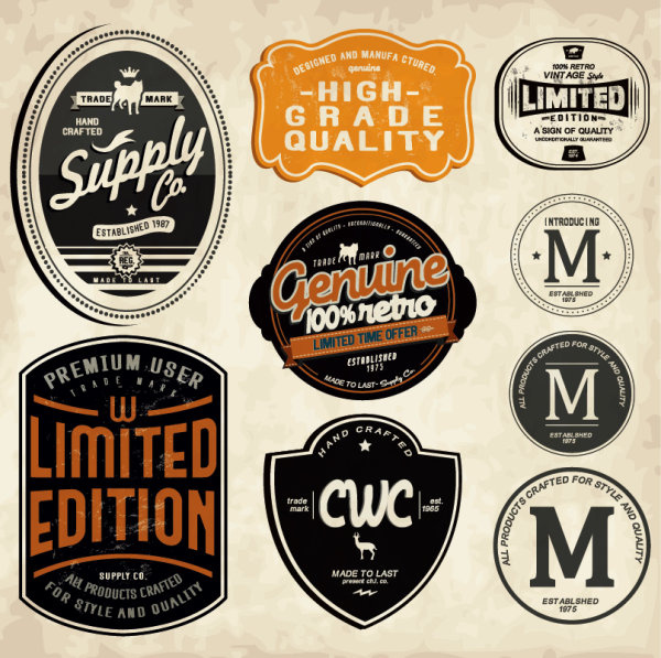 Set Of Vintage Commerce Labels Stickers-vector Misc-free Vector Free ...