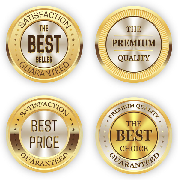Shiny Round Golden Certification Icons-vector Icon-free Vector Free ...