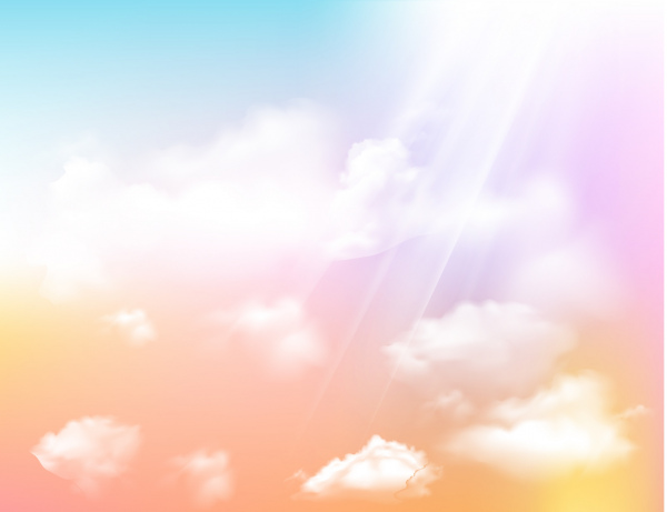 Sky Background Modern Bright Design Rays Clouds Decor-vector Background-free  Vector Free Download