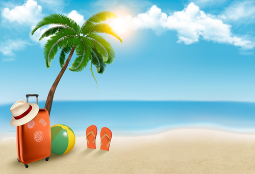 Travel Summer Beach Background Set Vector-vector Misc-free Vector Free  Download